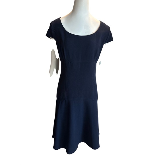 Anne Klein Dresses & Skirts - Anne Klein Navy Blue Crepe Fit and Flare Cap Sleeve Dress Size 16